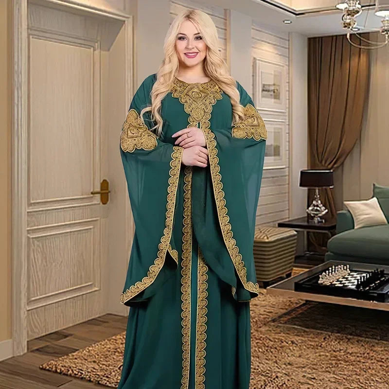 Kaftan Dubai Abaya Turkey Muslim Chiffon Maxi Dress Islam Clothing Elegant African Dresses for Women Boubou Robe Djellaba Femme