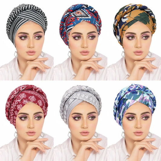 New Headscarf for Muslim Women Trendy Print Turban Bonnet Hijab Caps Inner Hijabs Femme Musulman Arab Wrap Turbantes