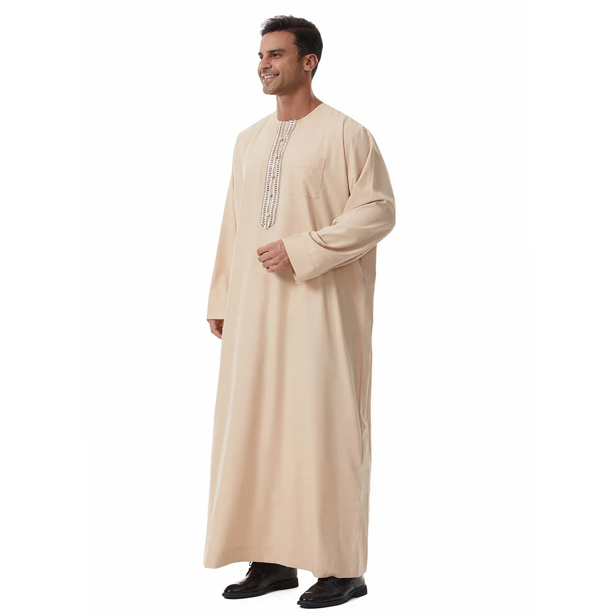 Thobes for Man Muslim Dress Islam Clothing Saudi Arabic Robe Jubba Thobe Eid Djellaba Long Sleeve Embroidery Daffah Dishdasha