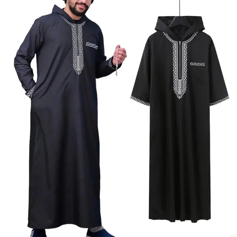 Y3NE Islamic Clothing Men Robe Kaftan Muslims Man Moroccan Casual Long Dress Arabic Thobe Grown Middle East National Costume