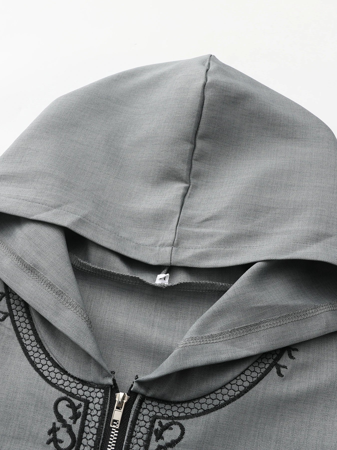 Moroccan Men's Thobe Short-Sleeved Embroidered Hood MuslimIslamicLooseJelleba Abaya - New Edition