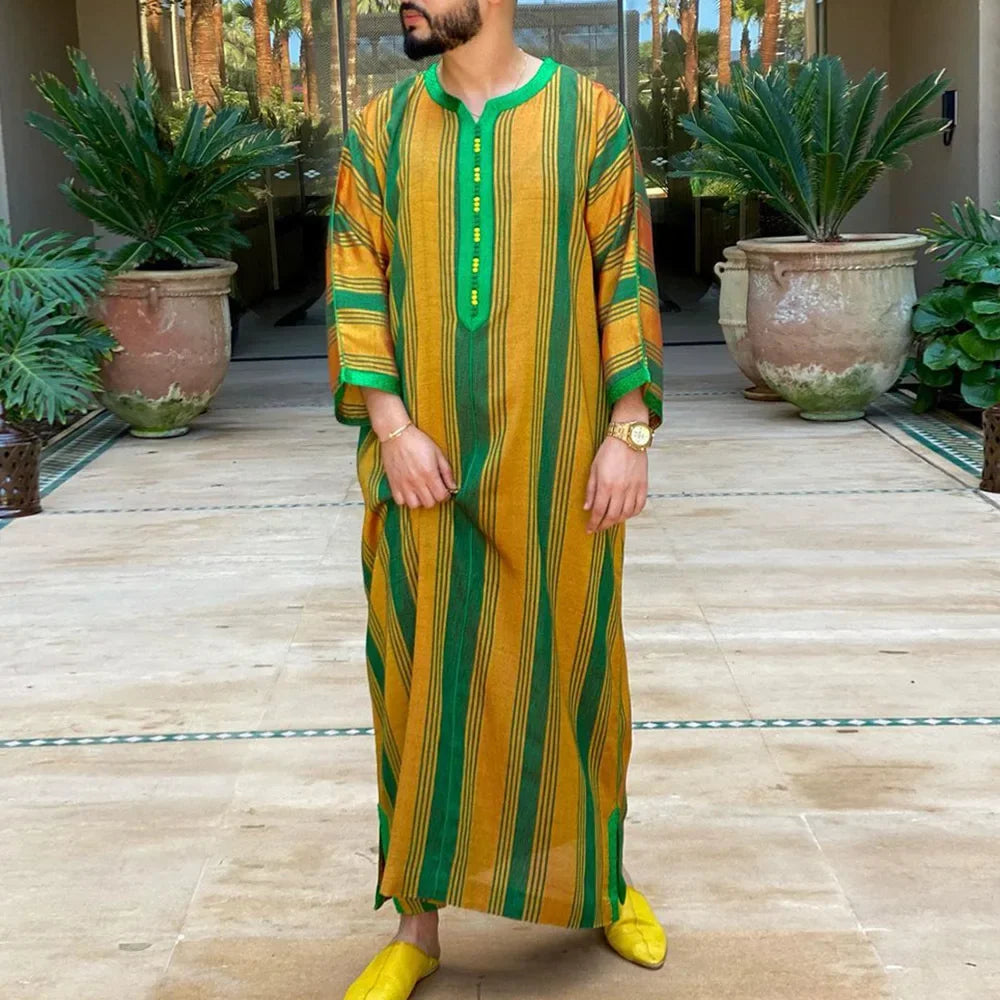 2026 Men's Muslim Thobe Middle East Jubba Thobe Long Sleeves Islamic Robe Men Muslim Dress Saudi Arabic Hooded Thobe Abaya Male