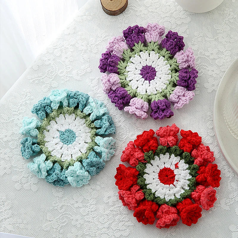 Lily of the Valley Crochet Coaster Flower Placemat Bouquet Cup Pad Coffee Mug Mat - Unique Mother's Day Gift