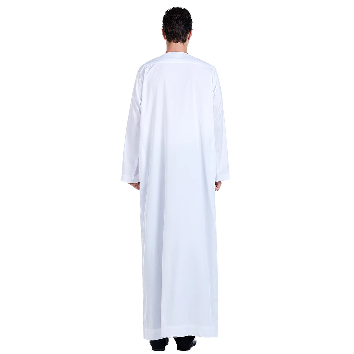 TH817 Men's Muslim Middle Eastern Men Long Sleeves Pure Color Handmade Buckle Robe Ramadan Eid Jubba Thobe