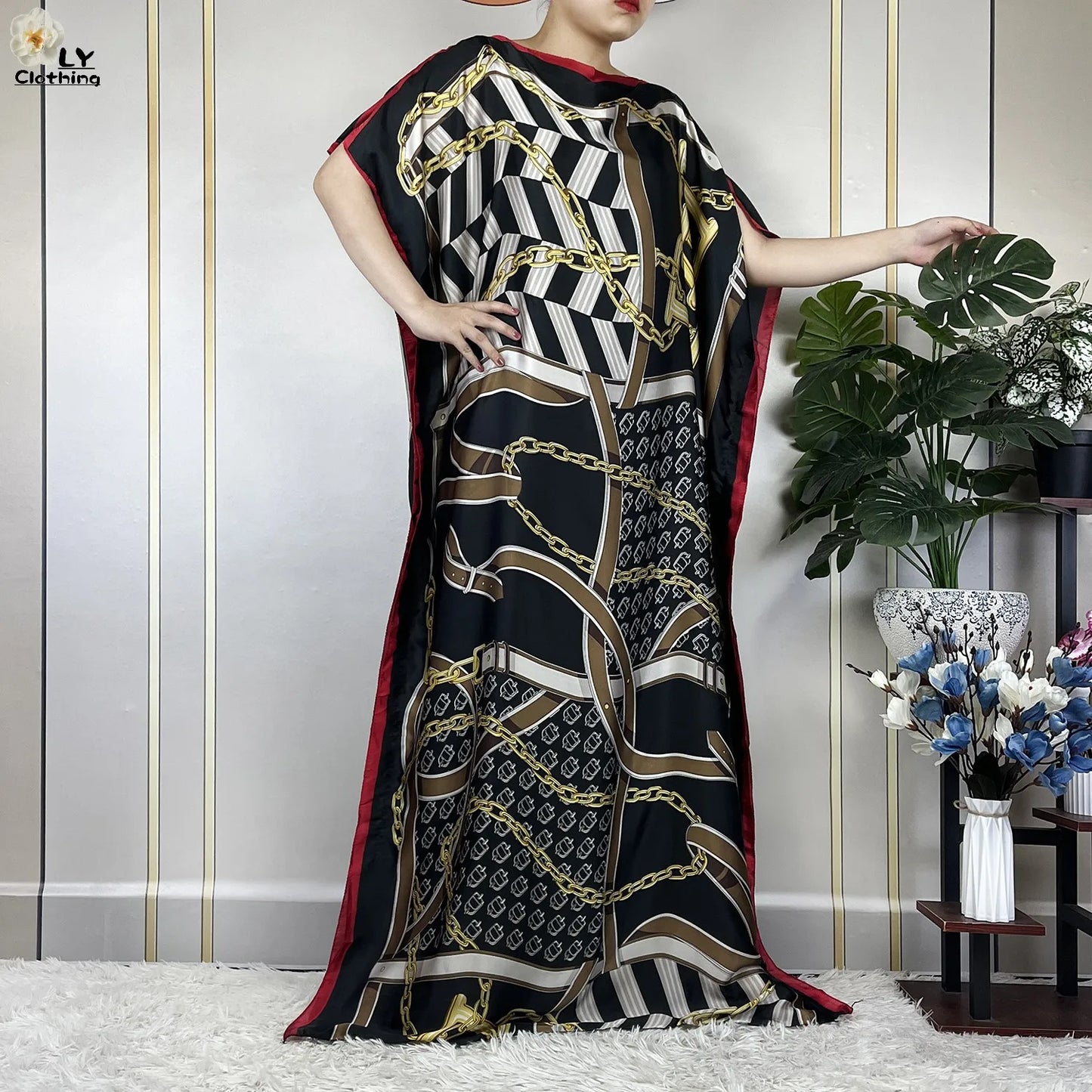 Muslim Abayas For Women 2023 New Fashion Printed Silk Soft Loose Femme Elegant Robe African Maxi Party Dresses With Belt Turban