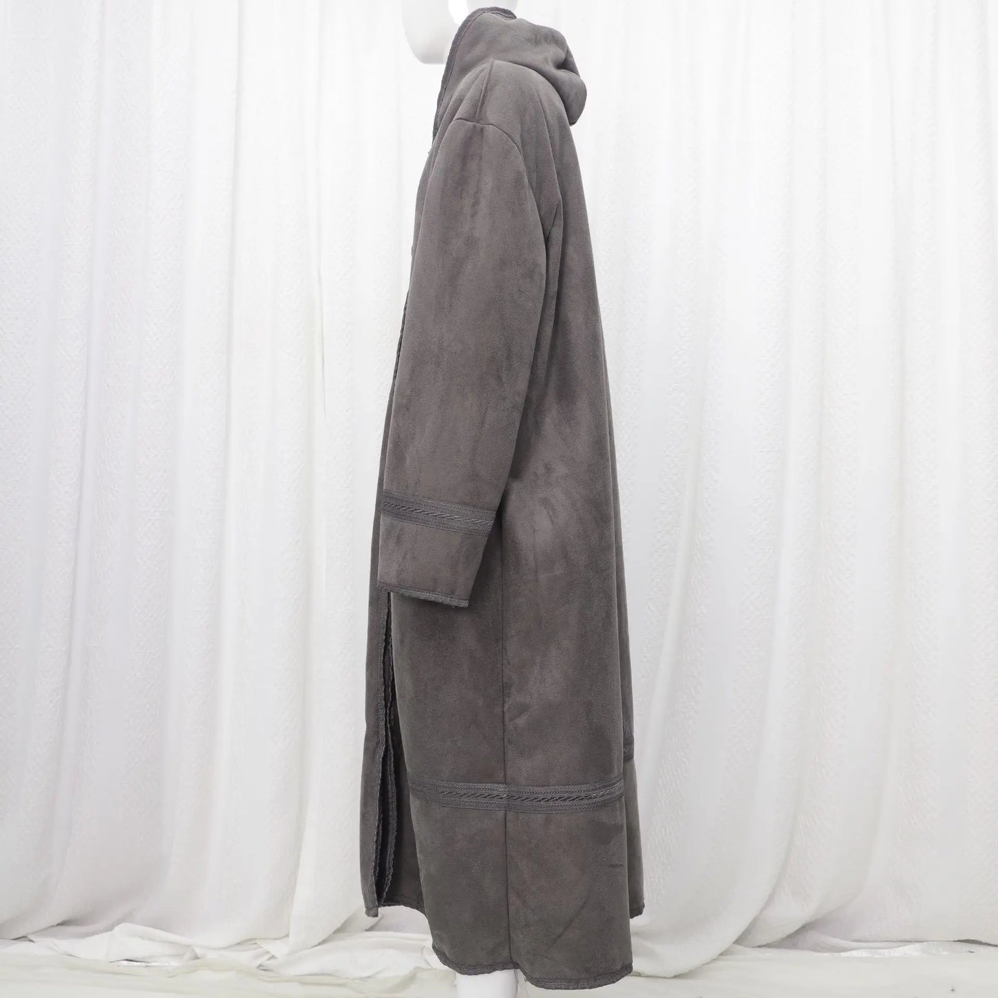 Eid Djellaba Jubba Thobe Saudi Arab Winter Thick Warm Faux Fur Men Muslim Kimono Cardigan Hooded Coat Kaftan Abaya Islam Clothes