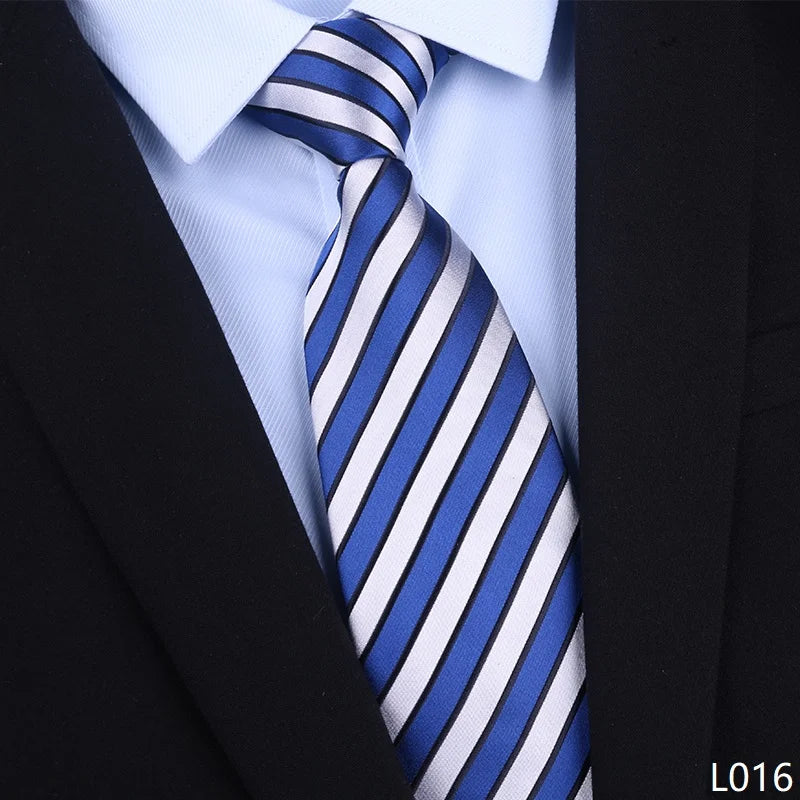 High Quality 100% Real Silk Tie For Men's Business Banquet Formal Shirt Accessories With Fashionable Striped Pattern 8CM Necktie