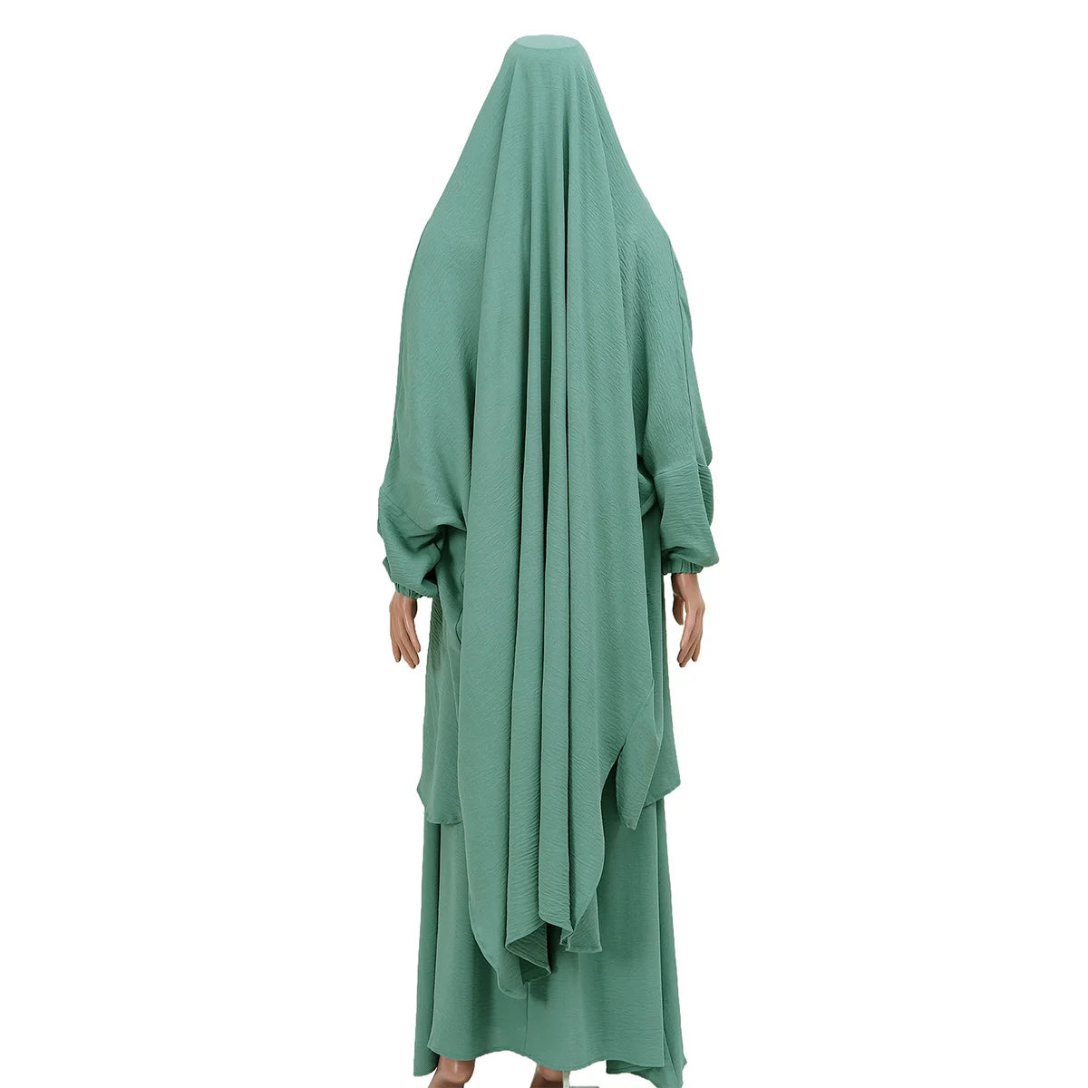 Two Piece Abaya for Woman Jilbab Prayer Set Batwing Hijab Dress Muslim Kimono Kaftan Robe Long Khimar Islam Cloth Jilbab Ramadan