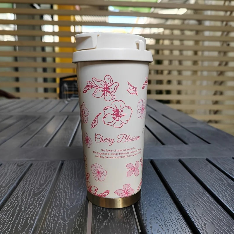 Coffee Mug Woman 500ml ，Stainless Steel Vacuum Flask with Straw and Thermal Cup for Drinking Directly