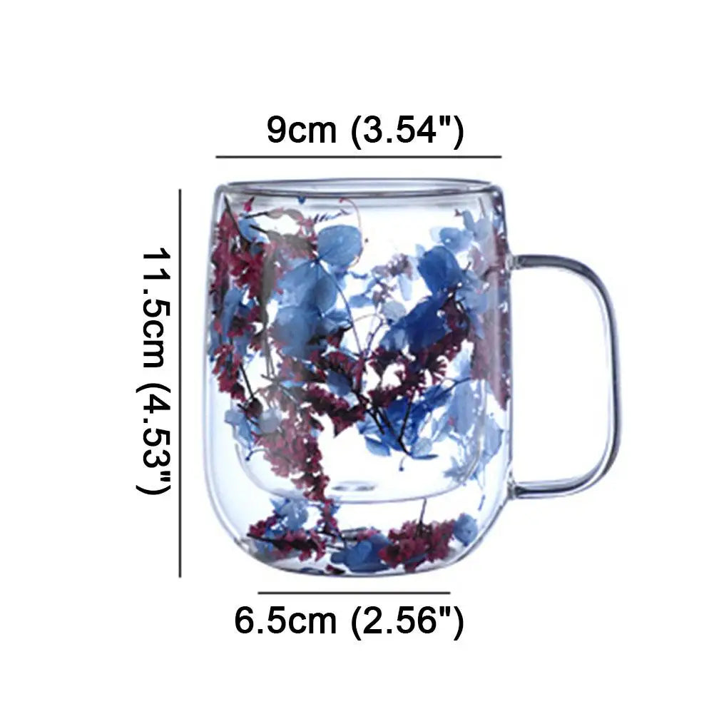 Double Walled Glass Mugs Double Wall Dried Flower Cup For Coffee Heat Resistant Dried Flower Double Wall Glass Mug For Cold