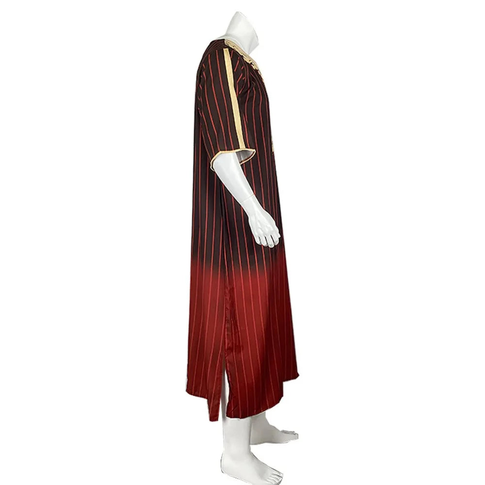 Men's Arabian Thobe - Summer V-Neck Short Sleeve Robe, Loose Fit Muslim Islamic Clothing for Casual Wear