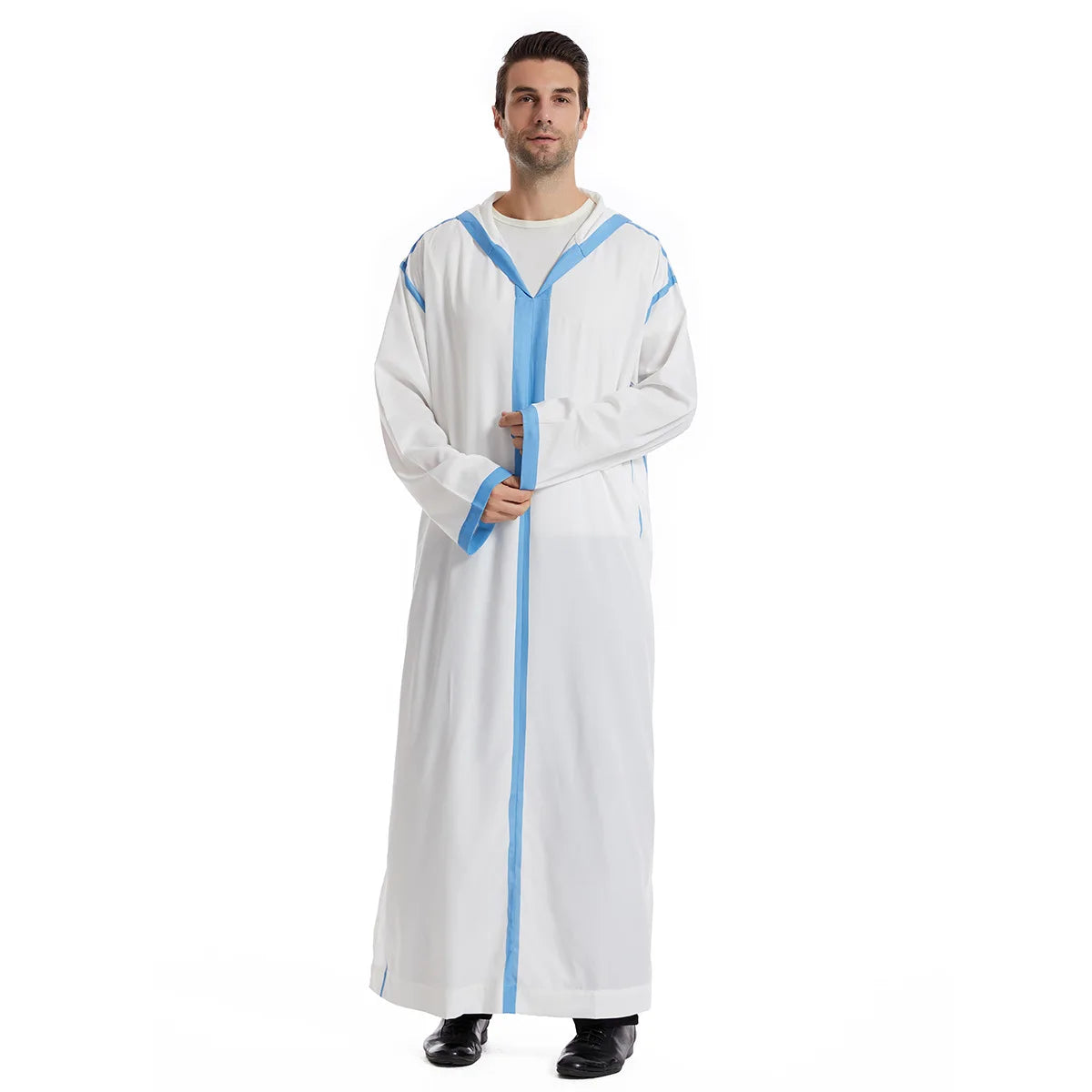 Muslim Men Hooded Robe Dishdasha Modest Islamic Dubai Saudi Prayer Abaya Kaftan Eid Ramadan Morocco Jubba Arab Thobe Abayas
