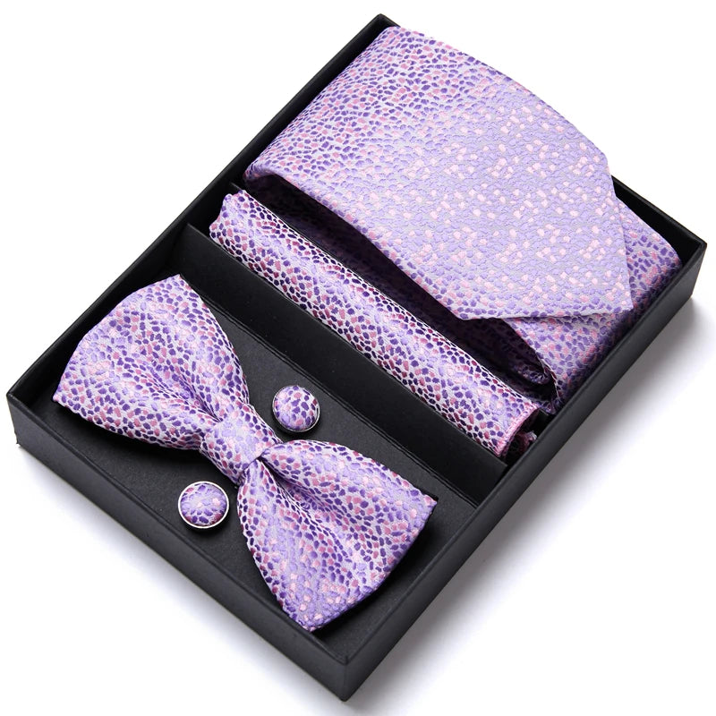 Tie For Men Formal Dress Tuxedo NeckTie Handkerchief Bow Tie Set PlaisyParty Groom Wedding Butterfly Bowtie In Box