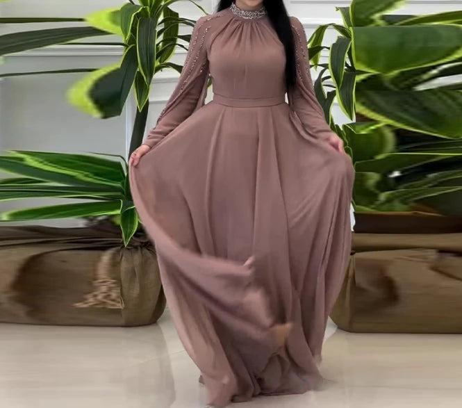 Women's Light Luxury High-End Fashion Rhinestone Evening Dress Temperament New Fashion Women Elegant High Waist Party Dresses