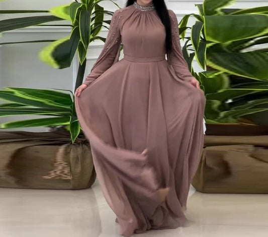 Women's Light Luxury High-End Fashion Rhinestone Evening Dress Temperament New Fashion Women Elegant High Waist Party Dresses