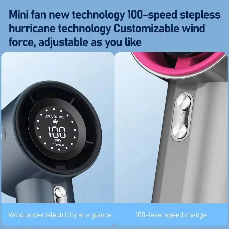 Mini Handheld Fan USB Charging 100-speed Turbo Electric fan Portable Outdoor Travel Camping Small Cooling Hand Fan ventilador