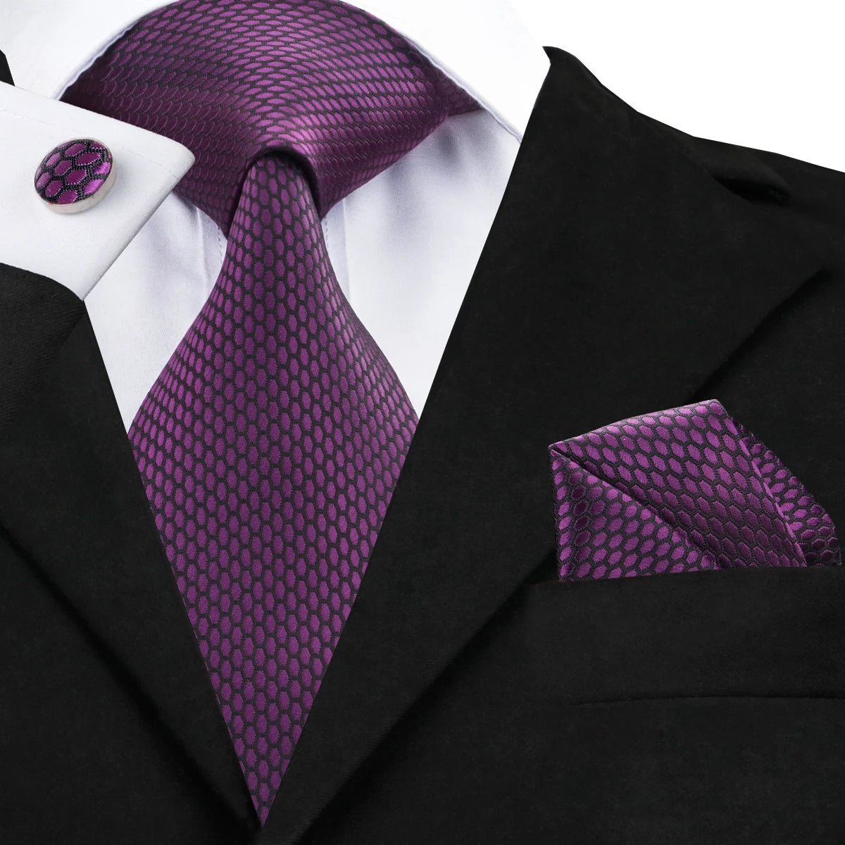 Hi-Tie New Clasic Grey Tie for Men Silk Fabric Jacquard Woven Tie Hanky Cufflinks Set for Men Designer Fashion Silk Ties SN-1466