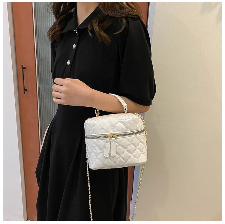Trendy  Buet Handbag Women's Crossbody Bag Luxury Feel Small  Design Handbag Soft PU Leather Zipper Closure Casual