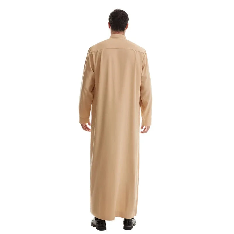 Muslim Men Jubba Thobe Zipper Kimono Robe Saudi Islamic Muslim Clothing Abaya Cafe Dubai Arab Dress Robe