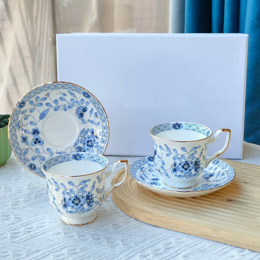 Milan Flower Ceramics Tableware Coffee Cup Plate Mug European Afternoon Tea Cup and Saucer Set Gift Box Customized Style