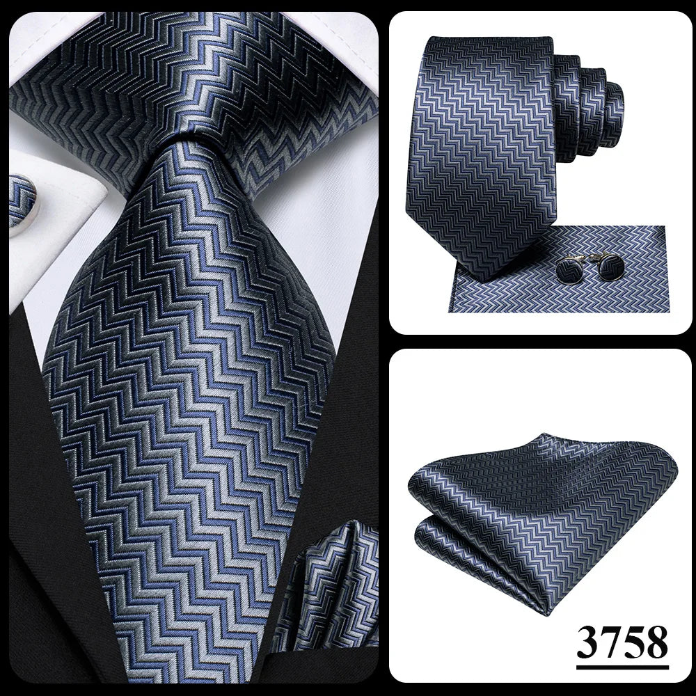 Hi-Tie Teal Green Floral Mens Fashion Necktie Handkerchief Cufflinks for Tuxedo Accessory Classic Silk Luxury Tie for Man Gift