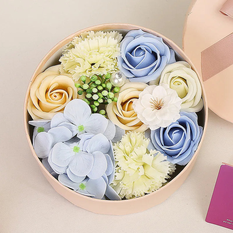 Soap Flower Box Floral Scented Bath Soap Rose Flower Petals Plant Essential Oil Flower Soap Set Mother Lover Birthday Gift Box