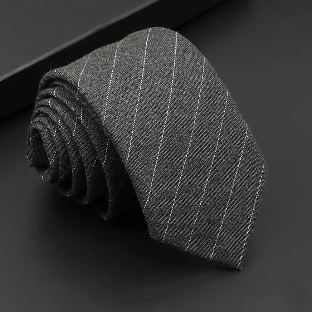Classic Mens Solid Cotton Handmade 6cm Ties Striped Narrow Collar Slim Necktie Black Red Blue Formal Business Wedding Tie Gift