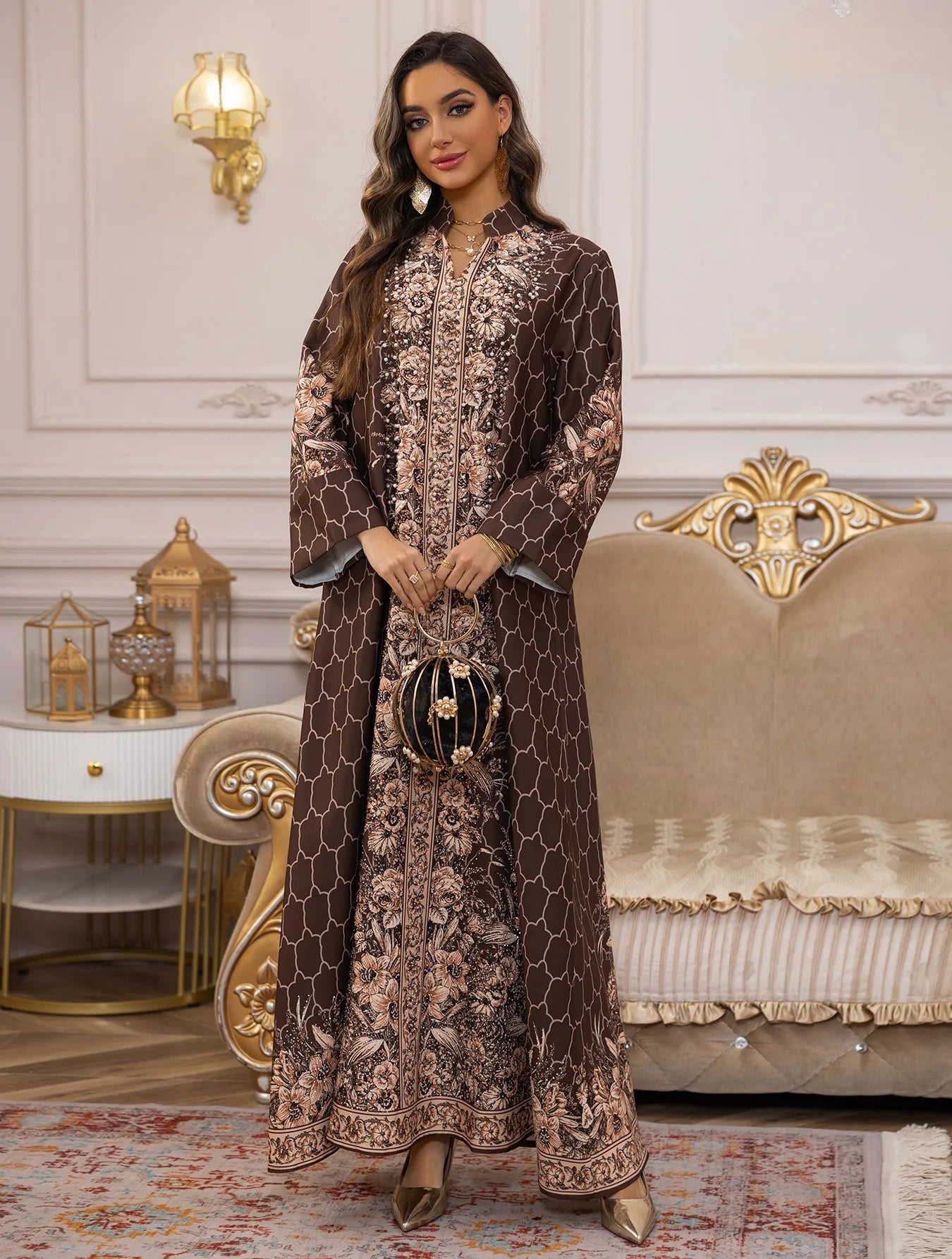 Muslim Dress Women Abaya Eid Diamond Party Dresses Arab Long Robe Print Abayas Dubai Morocco Kaftan Islam Jalabiya Vestidos 2026