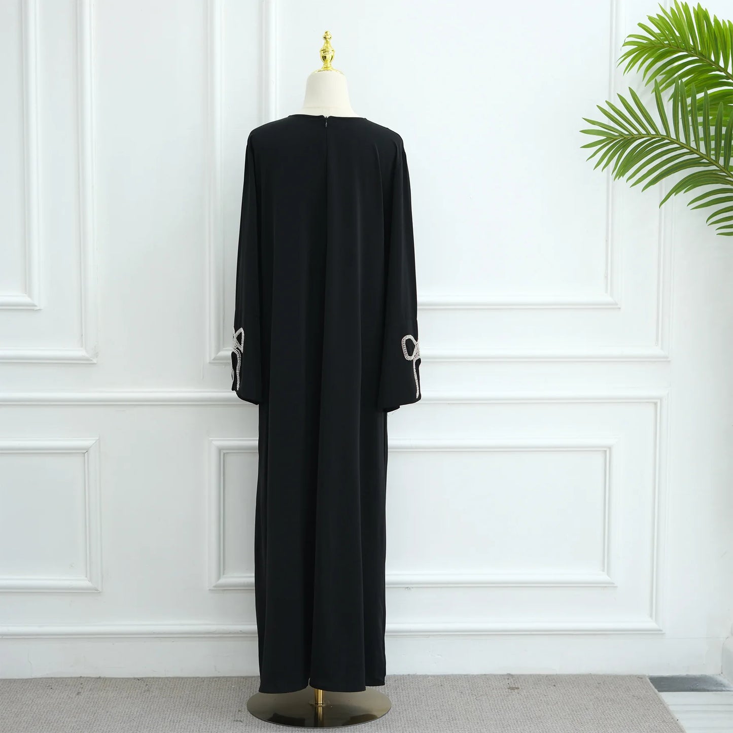 Women Eid Dress Diamond Bow Muslim Abaya Kaftan Arab Long Robe Vestidos Largos Morocco Long Robe Elegant Party Dresses Caftan