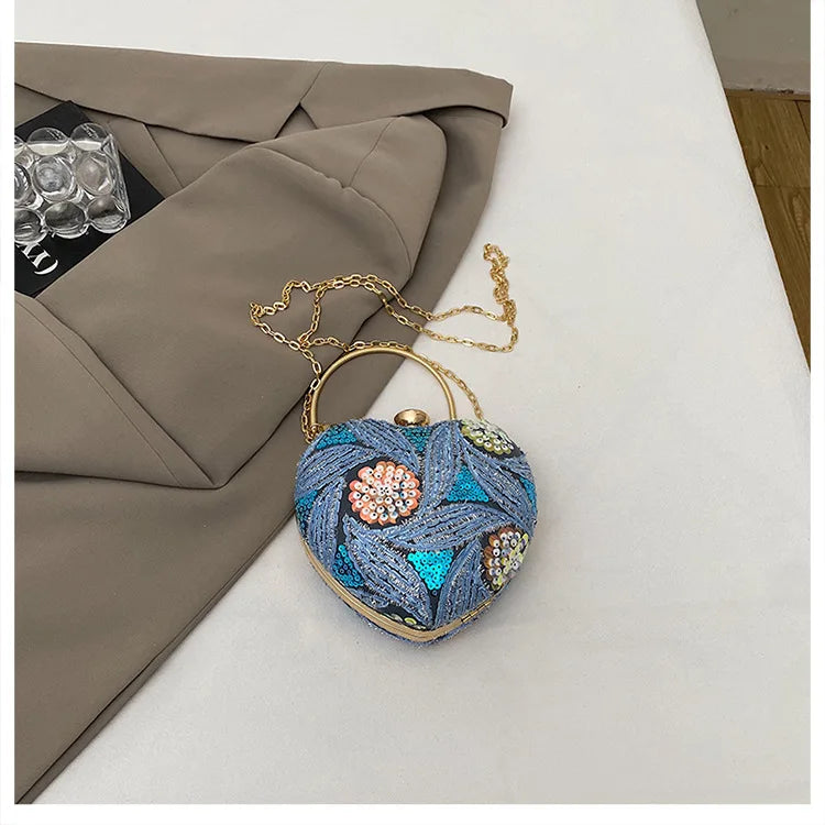 Women's Handbag2025New European and American fashion sequin shoulder baginsInternet Celebrity Retro Handheld Evening Bag