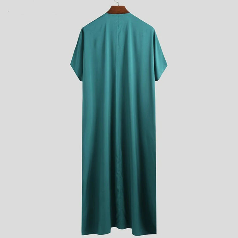 Men's Short Sleeve Muslim Kaftan Robes Leisure Loose Muslim Clothing Summer Islamic Arabic Clothes Kaftan Middle East Countries