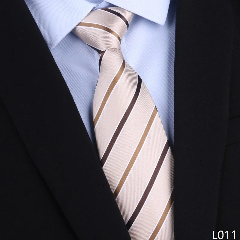 High Quality 100% Real Silk Tie For Men's Business Banquet Formal Shirt Accessories With Fashionable Striped Pattern 8CM Necktie