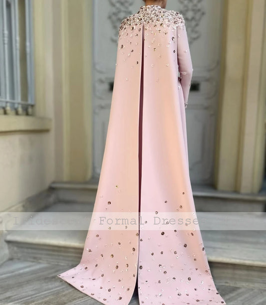 Customized Luxury Party Dress Light Pink Elegant Beaded Evening Dress Florals Exquisite Long Prom Formal Cocktail Gowns
