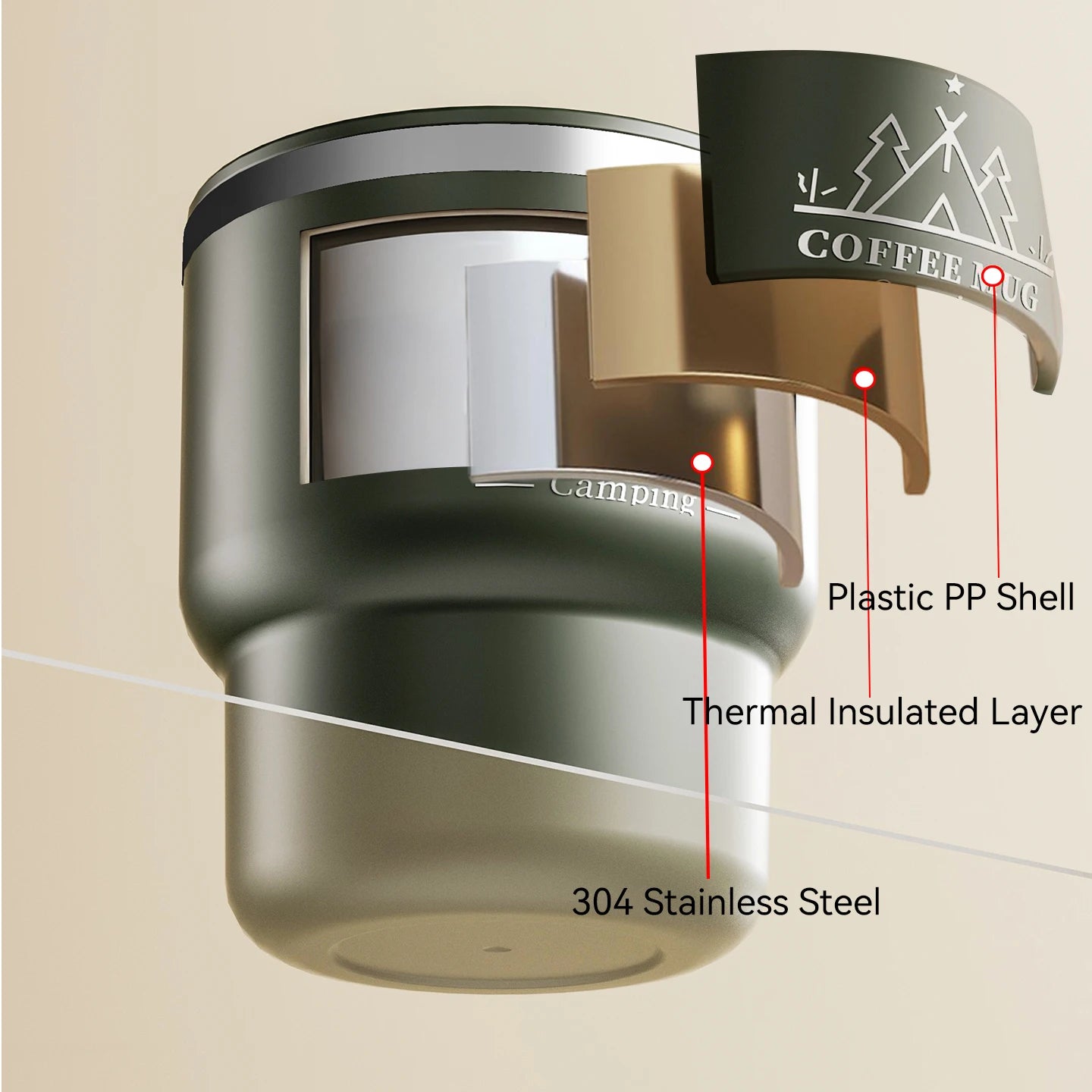 400ML Double Wall Insulated Mug 304 Stainless Steel Milk Coffee Cup Portable Sealed Cold And Hot Water Cup Tumbler With Handle