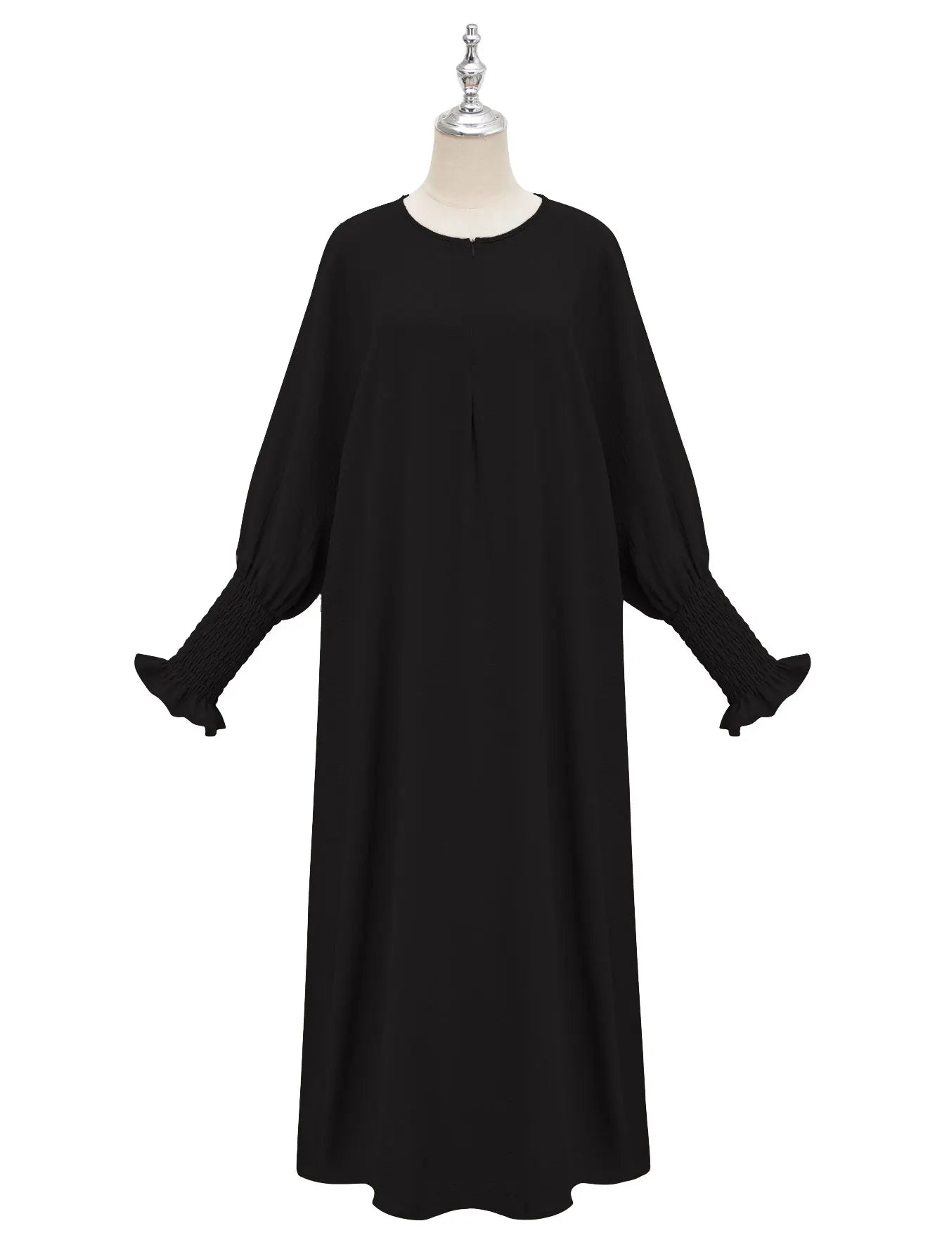 Minimalist Black Front-Zip Plain Abaya Maxi Dress Women Muslim Egyptian Kaftan Ramadan Jalabiya Islam Saudi Arabic Outfits 2025