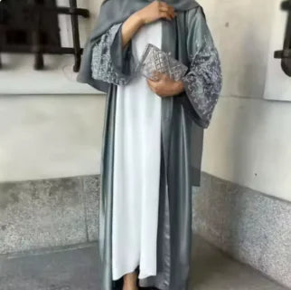 Pearl Dubai Abaya with Handcrafted Beaded Dress (One Piece)