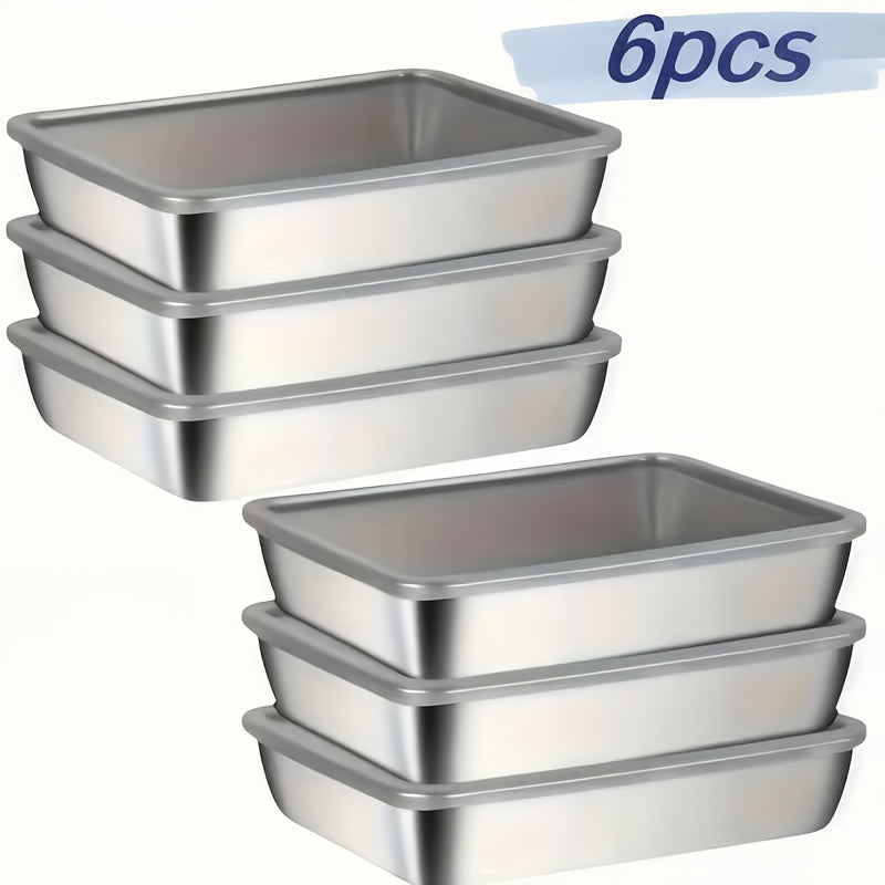 Set of 6/3 Stainless Steel Food Storage Containers That Are Leak-Proof, Stackable, And Designed to Save Space. Made from Durable Stainless Steel with Airtight Lids to Keep Food Fresh, Perfect for Meal Preparation, Storing Fru