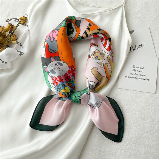 Animal Print Silk Square Scarf