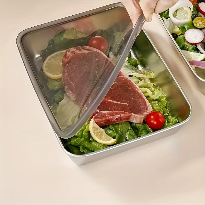 Set of 6/3 Stainless Steel Food Storage Containers That Are Leak-Proof, Stackable, And Designed to Save Space. Made from Durable Stainless Steel with Airtight Lids to Keep Food Fresh, Perfect for Meal Preparation, Storing Fru