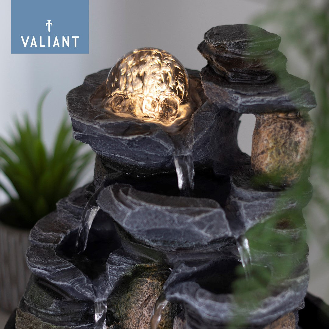 Valiant Table Top Water Feature with Spinning Glass Sphere