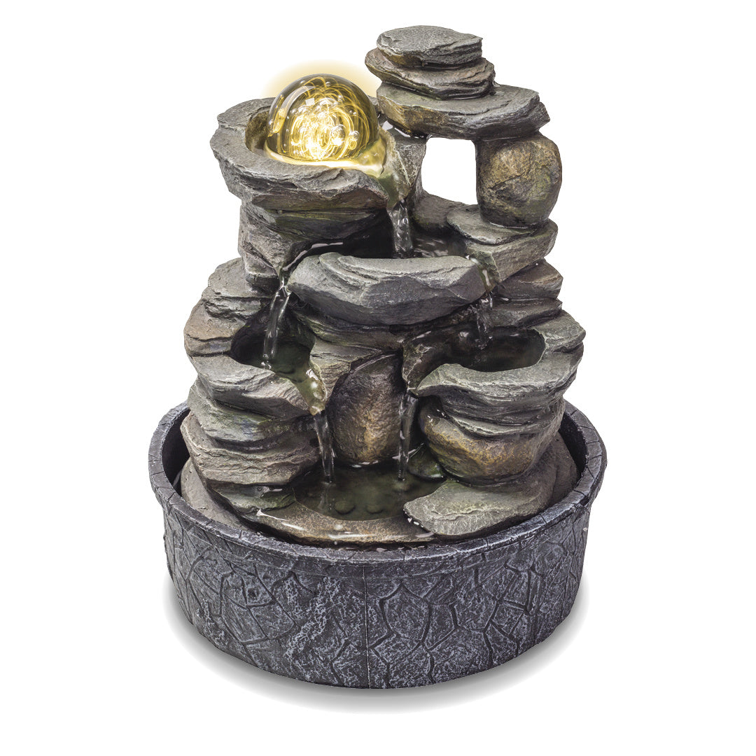 Valiant Table Top Water Feature with Spinning Glass Sphere