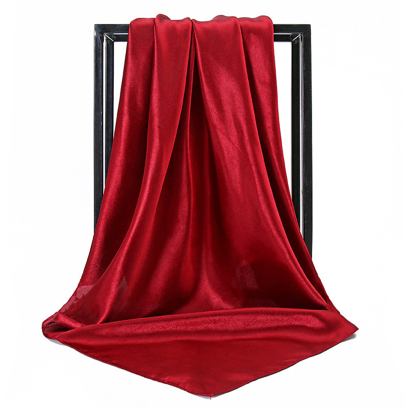 Ladies' Solid Colour Silk Satin Square Scarf, 90/90cm Headscarf, Flight Attendants' Neckerchiefs