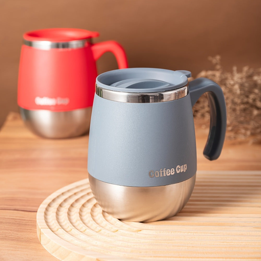 1pc 500ml Insulated Stainless Steel Coffee Mug with Lid, Double-Wall Vacuum Thermal Cup for Hot and Cold Drinks, Ideal for Home, Outdoor, Camping, Birthday, Holiday, Thanksgiving, Christmas Gift