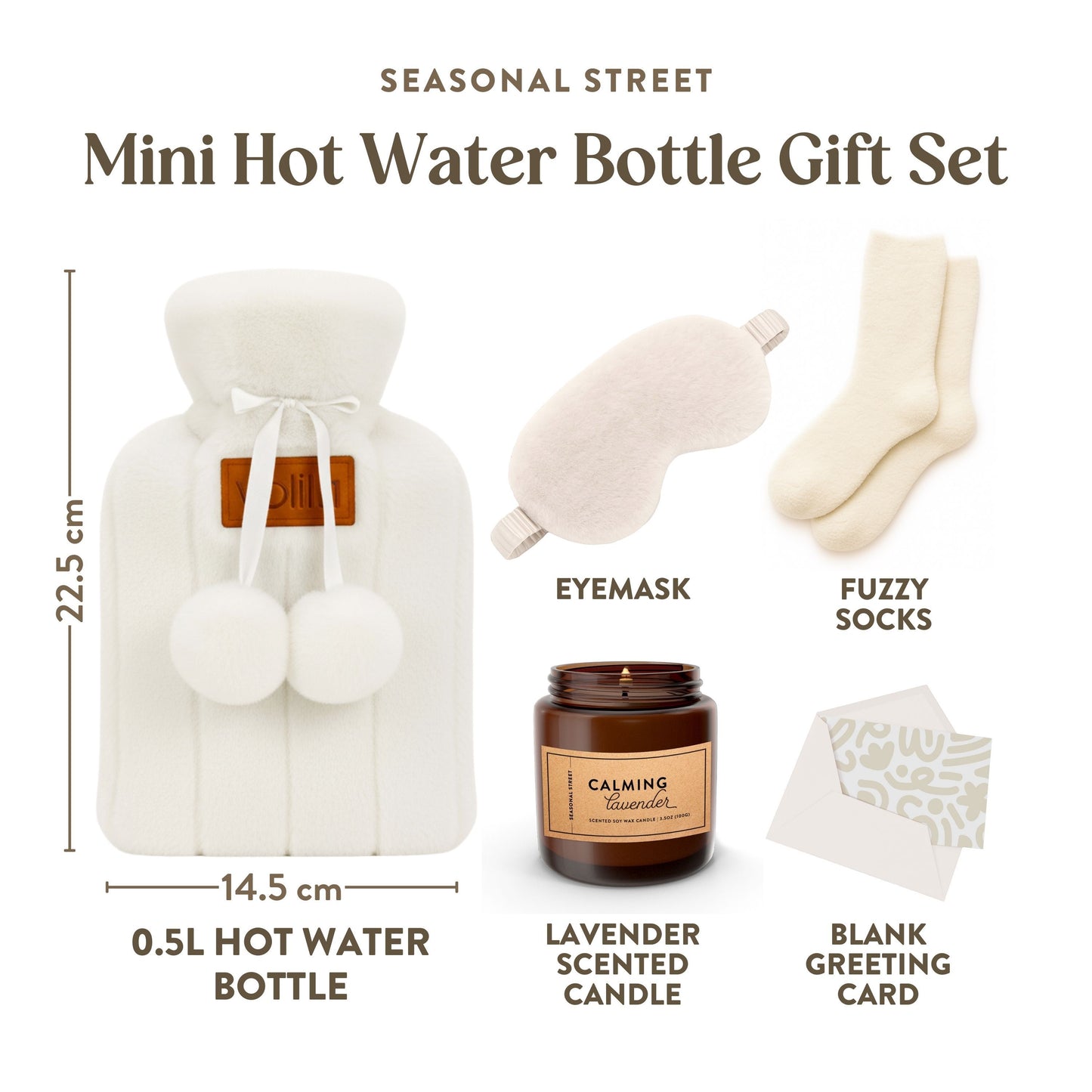 Mother's Day Gift for Her - Birthday Pamper Gifts for Women with 500ml Hot Water Bottle, Socks, Candle, Sleep Mask & Best Wishes Card, Self Care Box, Gifts for Mum, Mother's Day Gift Set