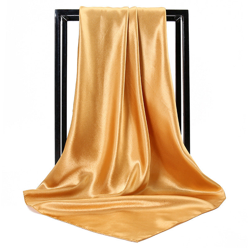 Ladies' Solid Colour Silk Satin Square Scarf, 90/90cm Headscarf, Flight Attendants' Neckerchiefs