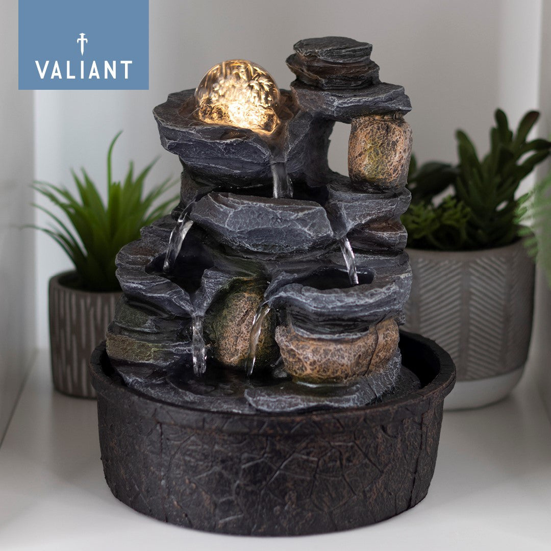 Valiant Table Top Water Feature with Spinning Glass Sphere