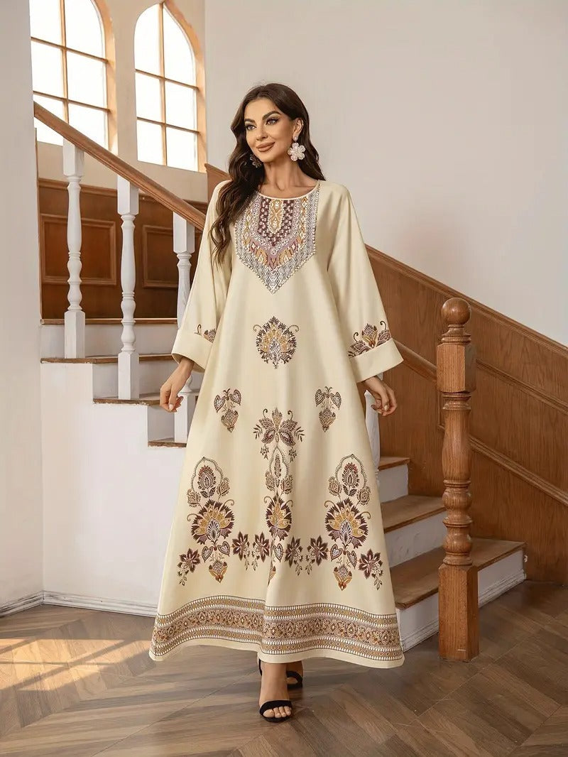 Elegant Floral Printed Abaya Dress, Modest Dress, Modest Fashion