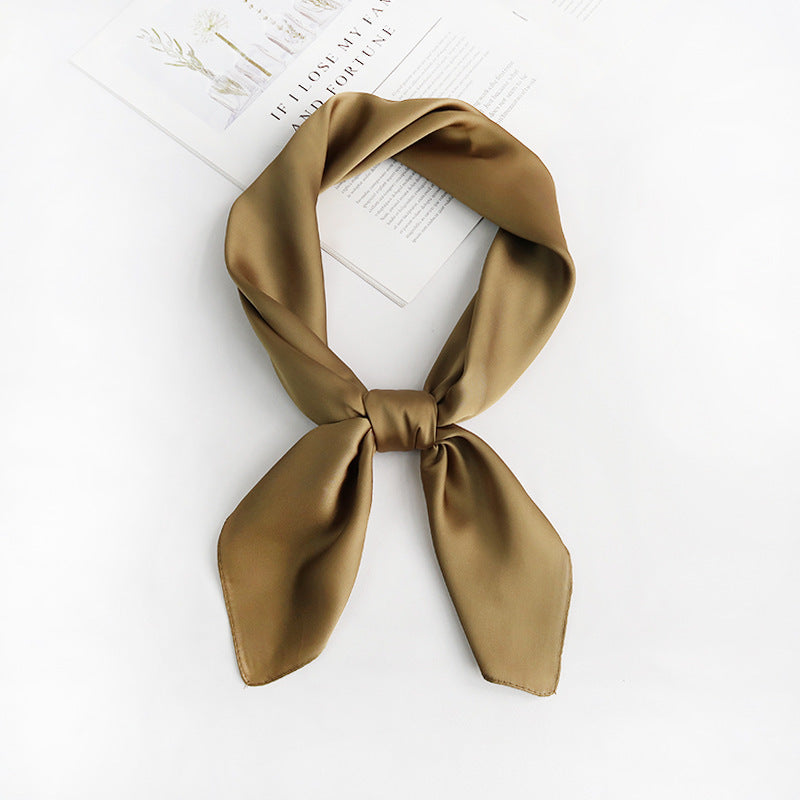 Women's Silk Satin Square Scarf, Decorative Silk Bandana, Solid Colour Hair Scarf