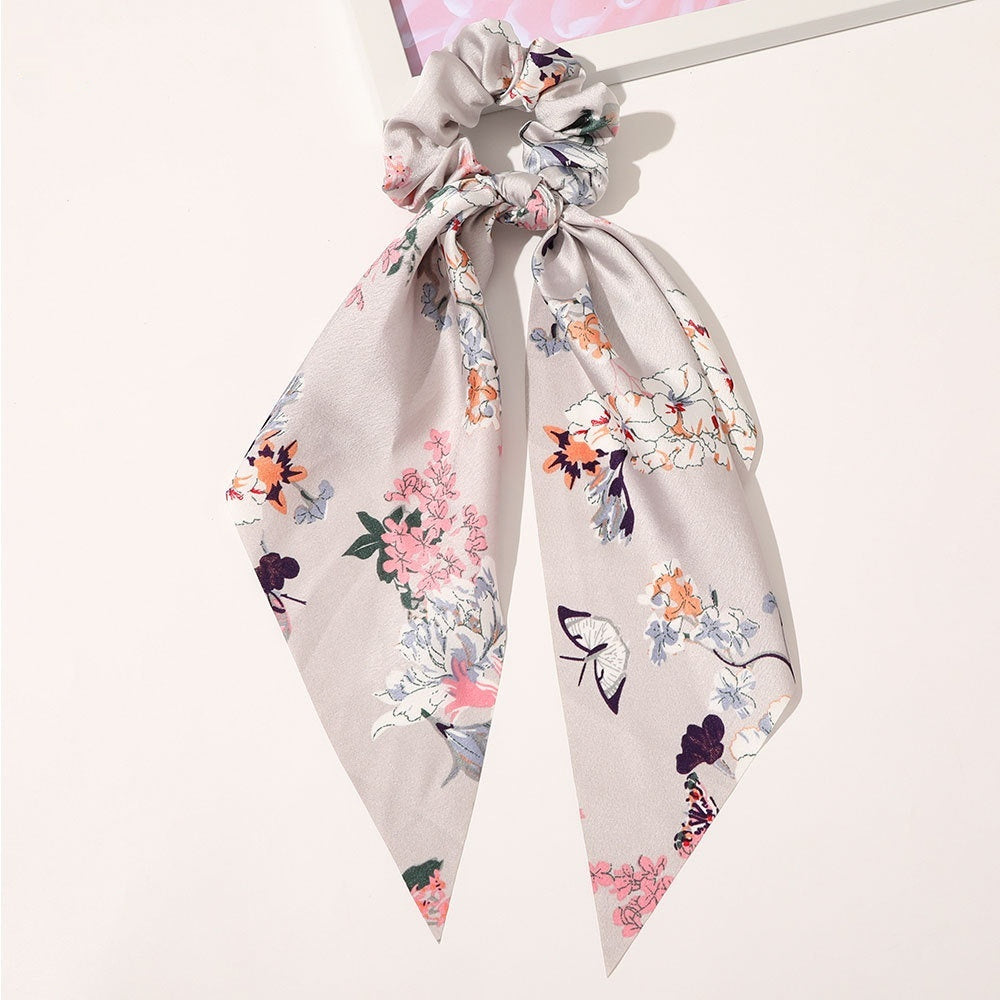 Knotted Ribbon Satin Hair Scarf, Monochrome Silky Square Scarf Hair Tie, Ladies’ Ponytail Hair Scrunchie