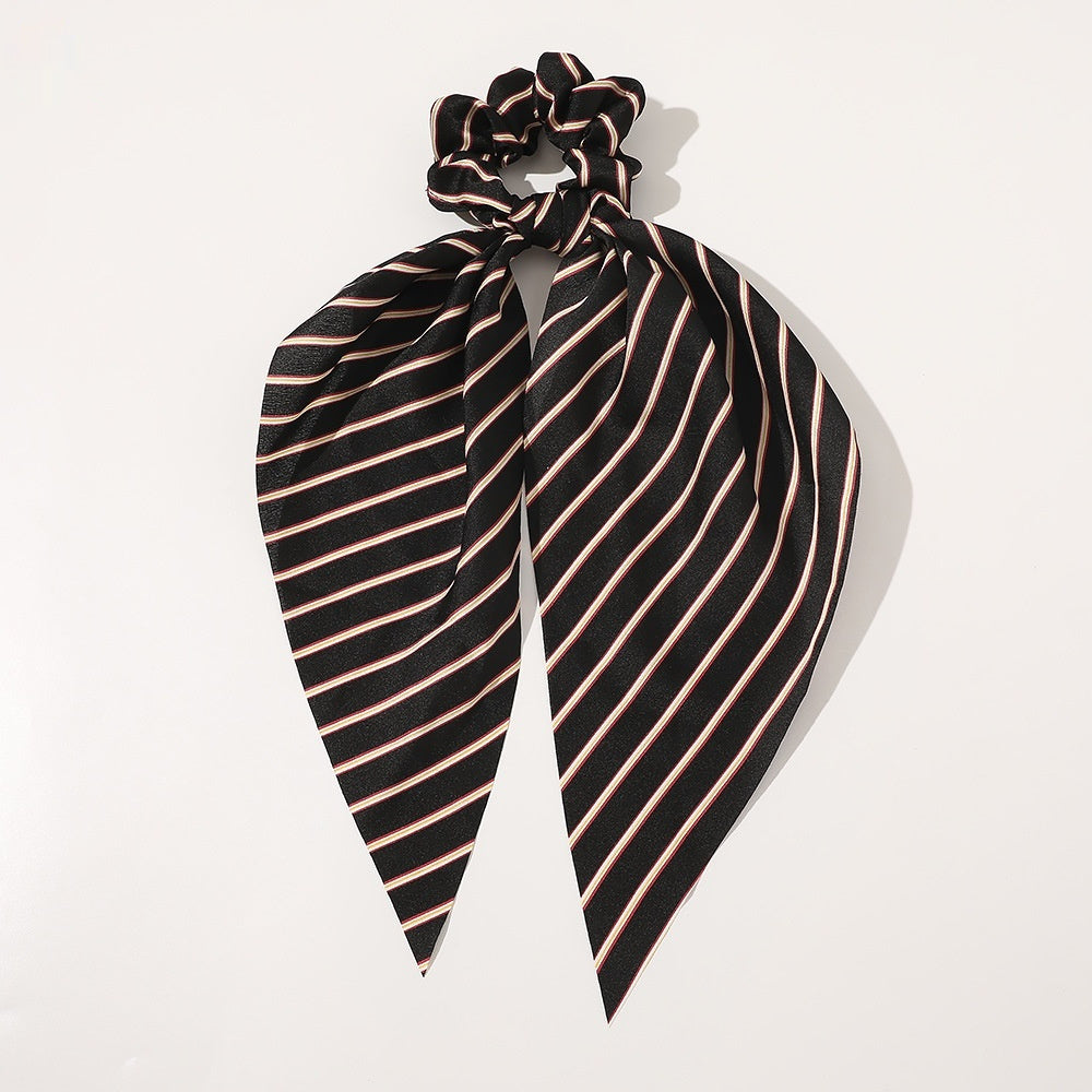 Knotted Ribbon Satin Hair Scarf, Monochrome Silky Square Scarf Hair Tie, Ladies’ Ponytail Hair Scrunchie